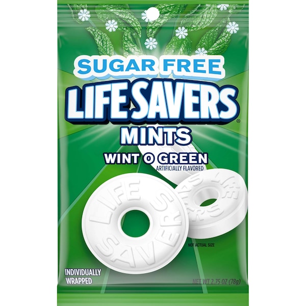 Salvavidas Life Savers Sin Azúcar Wintergreen 2.75 oz., Paquete de 12 - 384717