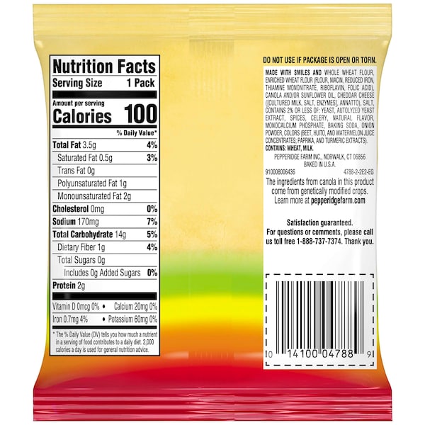 Galletas crujientes de Goldfish Cheddar de colores integrales de Pepperidge Farm, 0.75 oz., Paquete de 300 unidades - 140004788