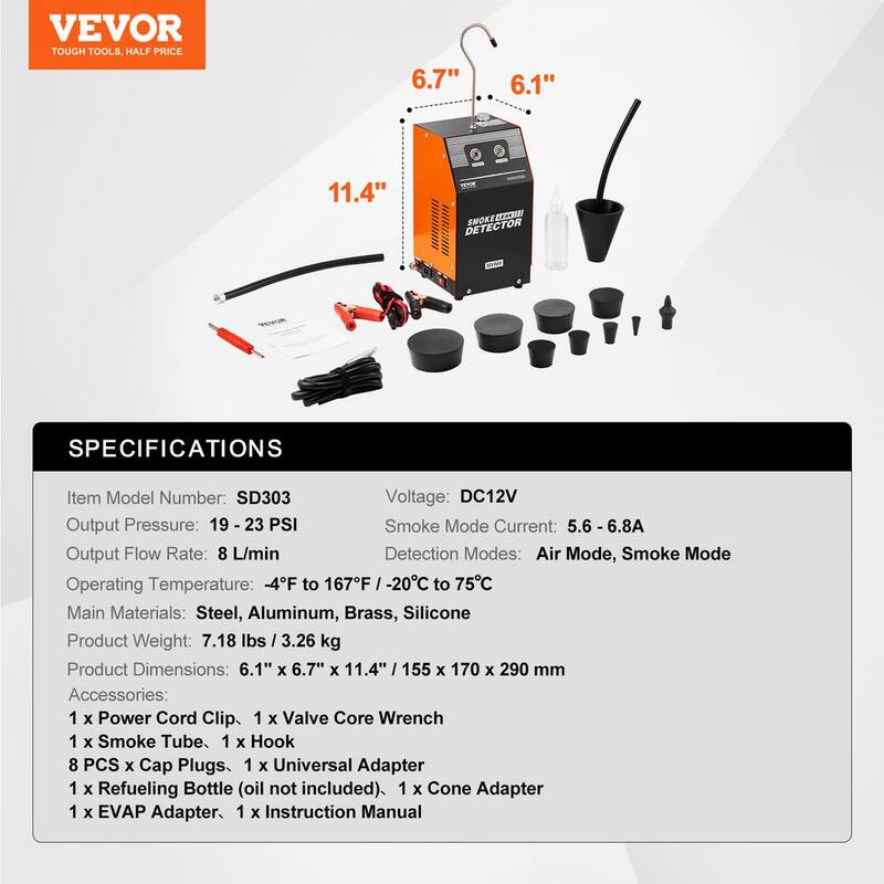 VEVOR Automotive Smoke Machine Leak Detector EVAP Fuel Smoke Machine Leak Tester 2 Detection Modes - YWCLYLSDQBWL3HKAIV9