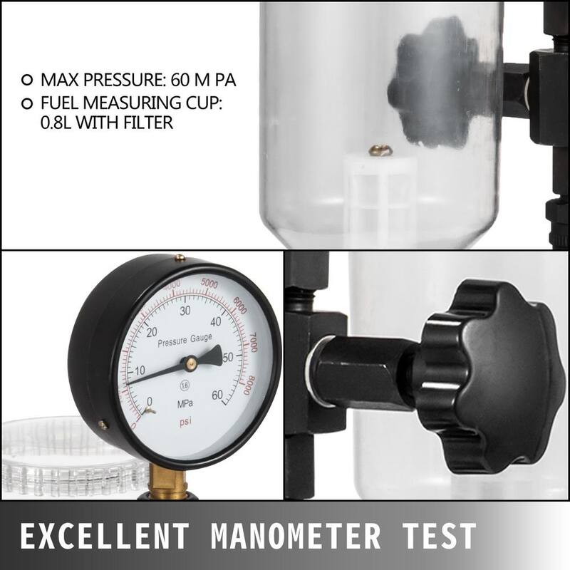 VEVOR Diesel Fuel Injector Tester 400Bar 6000PSI Diesel Injector Nozzle Tester with Dual Scale Gauge to Adjust Nozzle Pressure - CYJPYZJYQ00000001V0