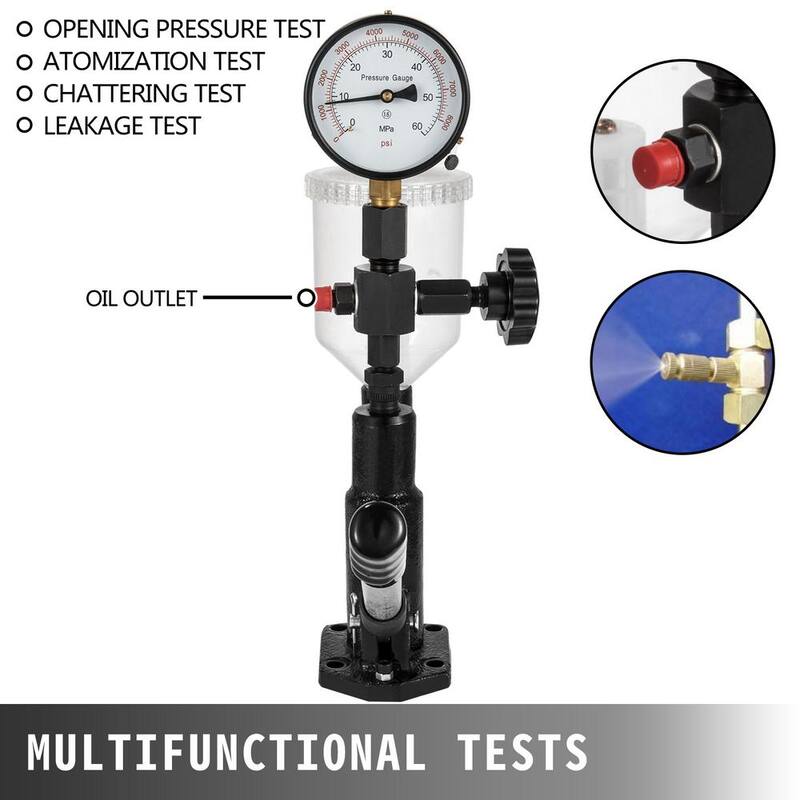 VEVOR Diesel Fuel Injector Tester 400Bar 6000PSI Diesel Injector Nozzle Tester with Dual Scale Gauge to Adjust Nozzle Pressure - CYJPYZJYQ00000001V0