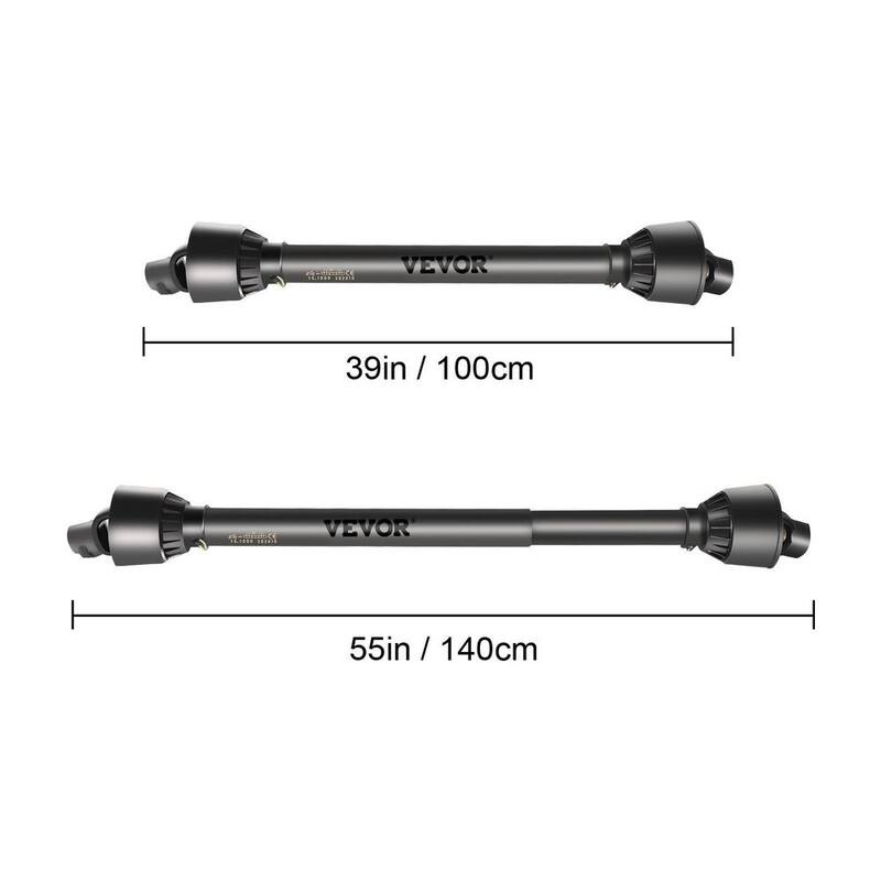 VEVOR PTO Drive Shaft 1-3/8 in. PTO Driveline Shaft 6 Spline End Round End 39 in. to 55 in. for Bush Hog Series 4 Tractor - CDZT4B10004055001V0