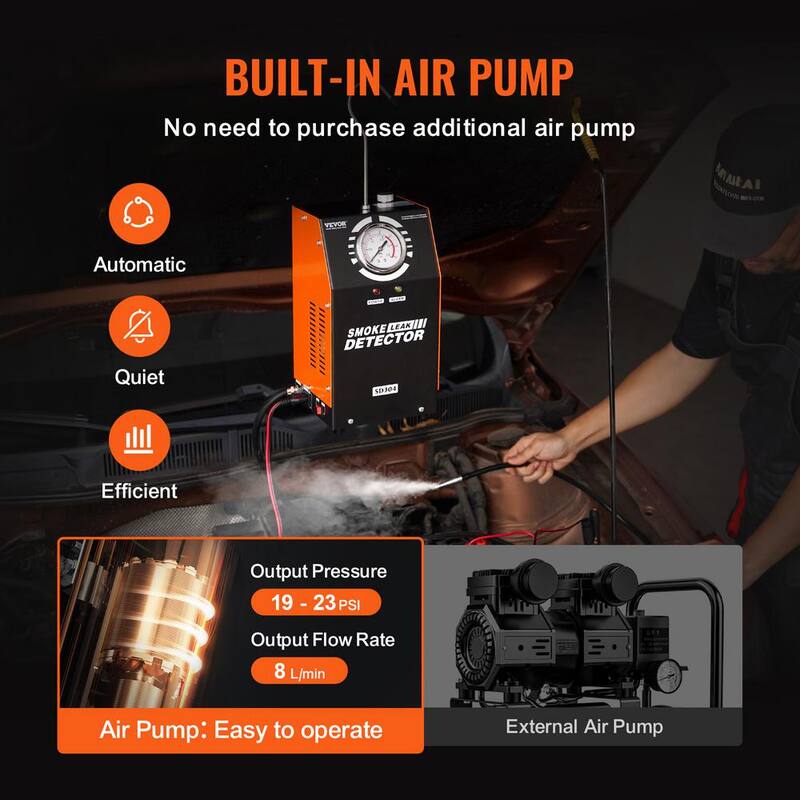 VEVOR Automotive Smoke Machine Leak Detector, EVAP Leak Tester Built-in Air Pump,Built-in Air Pump Testing 2 Detection Modes - YWCLYLSDQBWLY0241V9