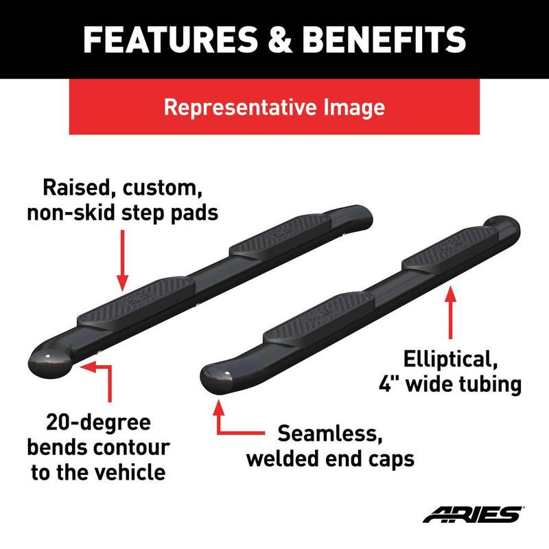 Aries 4-Inch Oval Black Steel Nerf Bars, Select Chevrolet Silverado, GMC Sierra 1500 Extended Cab - S224054