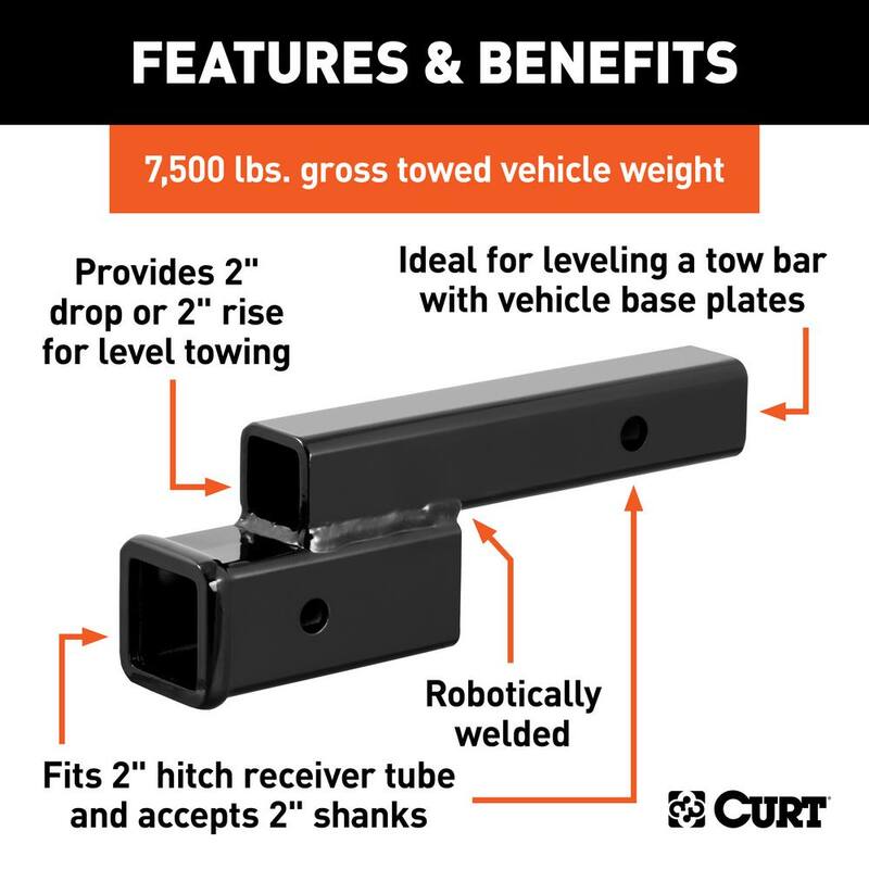 CURT Receiver Hitch Adapter (2 in. Shank 2 in. Drop 7,500 lbs.) - 45797