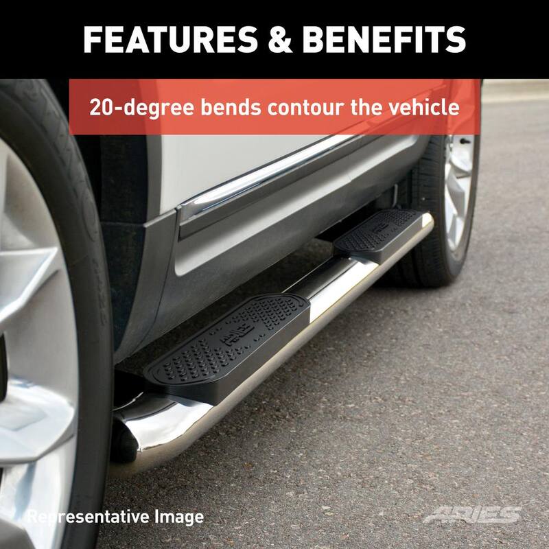 Aries 4-Inch Oval Polished Stainless Steel Nerf Bars, Select Chevrolet Silverado, GMC Sierra 1500 Extended Cab - S224054-2