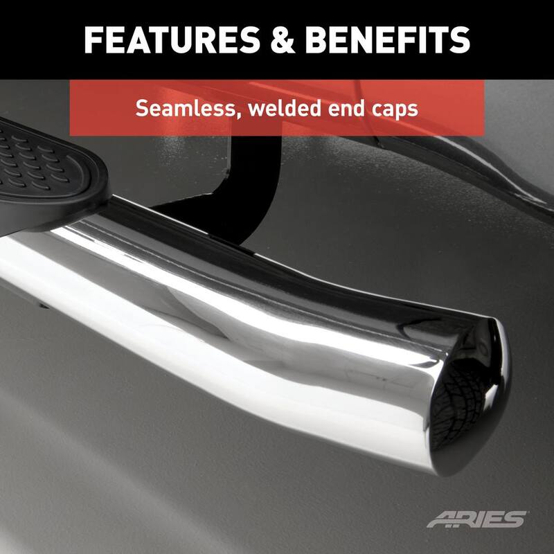 Aries 4-Inch Oval Polished Stainless Steel Nerf Bars, Select Chevrolet Silverado, GMC Sierra 1500 Extended Cab - S224054-2
