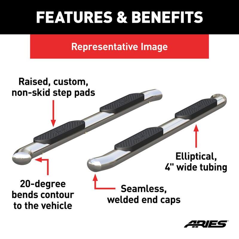 Aries 4-Inch Oval Polished Stainless Steel Nerf Bars, Select Chevrolet Silverado, GMC Sierra 1500 Extended Cab - S224054-2