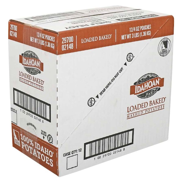 Alimentos de Idahoan Papas Molidas Cargadas con Queso 4 oz. Bolsa, Paquete de 12 - 2970002148