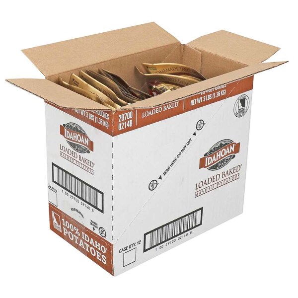 Alimentos de Idahoan Papas Molidas Cargadas con Queso 4 oz. Bolsa, Paquete de 12 - 2970002148