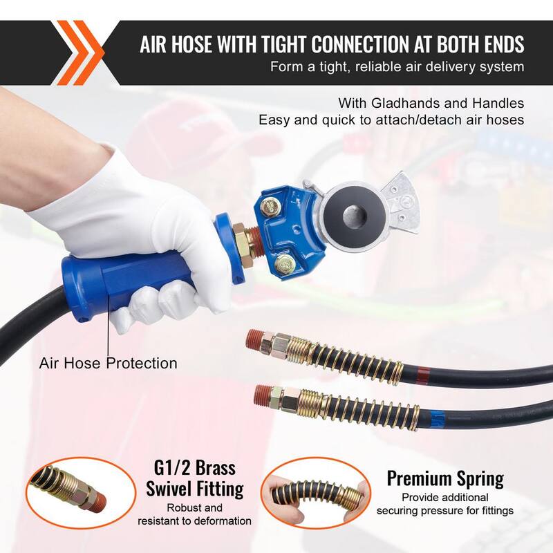 VEVOR 15 ft. Semi Truck Air Lines Kit with 2PCS Glad Hands 3-in-1 Air Hoseand7 Way ABS Electric Power Line for Semi Truck - BKCKQRGTJSHYH8XG8V9