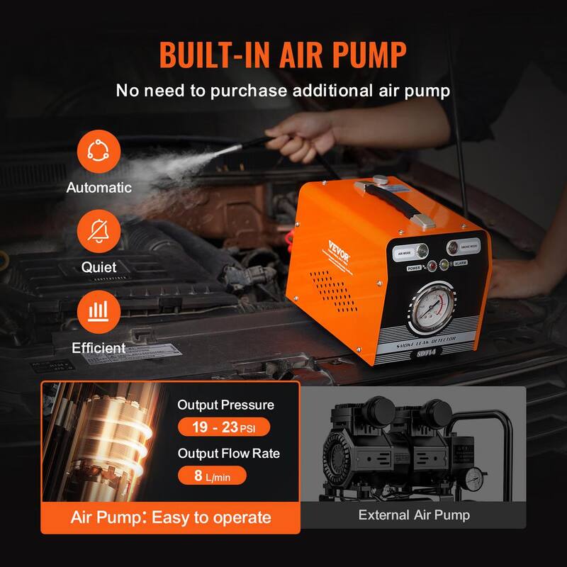 VEVOR Automotive Smoke Machine Leak Detector EVAP Smoke Machine Leak Tester with Built-in Air Pump & Pressure Gauge Dual-Mode - YWCLYWSDQBWLNAY99V9