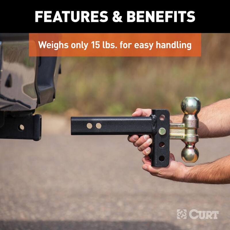 CURT Slim Adjustable Channel Mount with Dual Ball (2 in. Shank, 10K, 3-3/4 in. Drop) - 45903