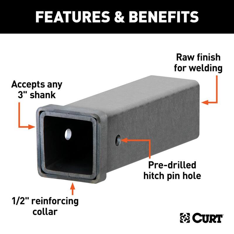 CURT 12 in. Raw Steel Receiver Tubing (3 in. Receiver) - 49513