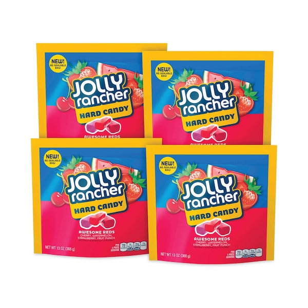 Variedad de caramelos duros Jolly Rancher Awesome Reds, sabores surtidos, 13 oz bolsas, paquete de 4, 4PK - 55689