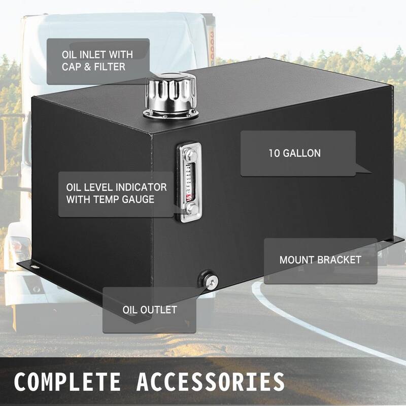 VEVOR Hydraulic Fluid Reservoir Tank 10 Gal. Hydraulic Oil Reservoir Tank Steel with a Temp Gauge Weld-less for tractor trucks - YYYX10JLHDWDJ0001V0