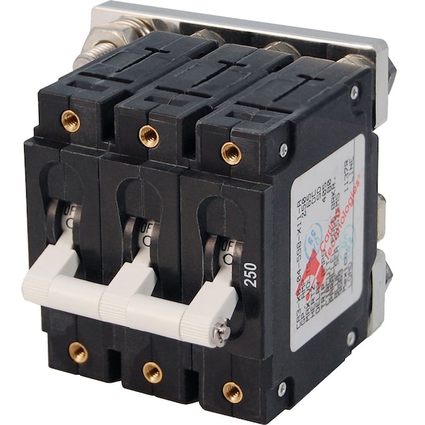 Blue Sea Systems Circuit Breaker, C Series, 250A, 3 Pole, 120/240V AC, 5kA at 65V DC - 7270