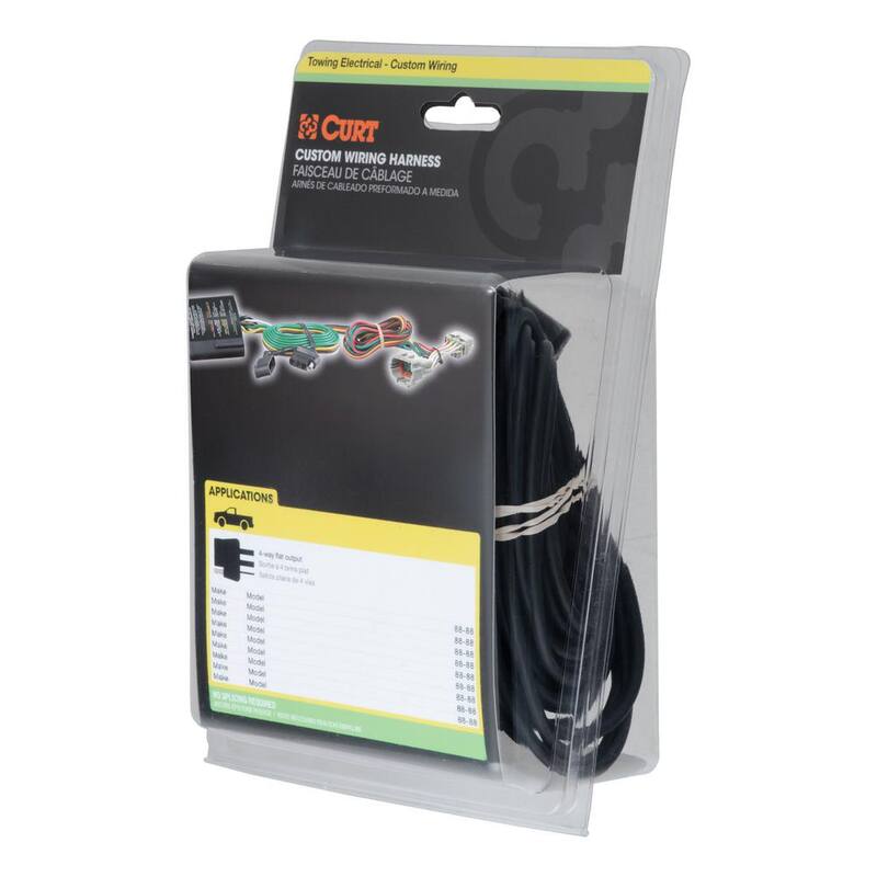 CURT Custom Vehicle-Trailer Wiring Harness, 4-Way Flat Output, Select Volkswagen Tiguan, Quick Electrical Wire T-Connector - 56422