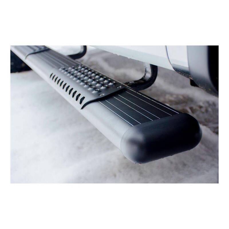 Luverne O-Mega II 114-Inch Black Aluminum Wheel to Wheel Side Steps, Select Chevy Silverado, GMC Sierra 1500 Crew Cab, 6'6" Bed - 584114-571448