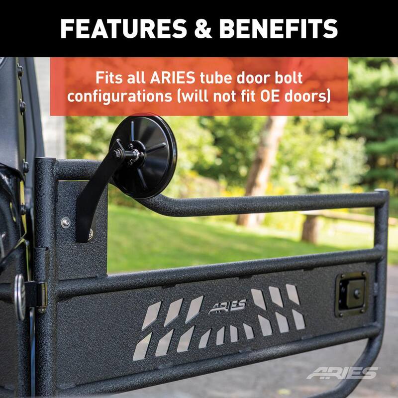 Aries Offroad Jeep Tube Door Mirrors (2-Pack) - 3500300