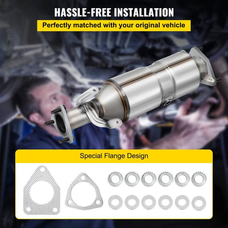 VEVOR Catalytic Converter Direct Fit High Flow Exhaust Manifold Pipe Stainless Steel with Gasket OBD for 03 to 07 Honda Accord - CHZHQ03-07BTYG001V0