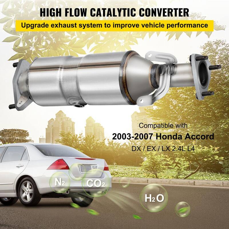 VEVOR Catalytic Converter Direct Fit High Flow Exhaust Manifold Pipe Stainless Steel with Gasket OBD for 03 to 07 Honda Accord - CHZHQ03-07BTYG001V0