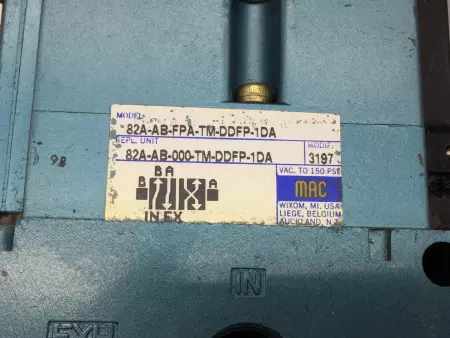 MAC VALVES SOLENOID VALVE with BASE 82A-AB-FPA-TM-DDFP-1DA