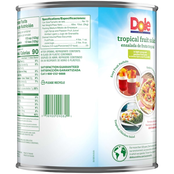 Ensalada de Frutas Tropicales Dole en Almíbar Ligero de 100 oz., PK6 - 09082