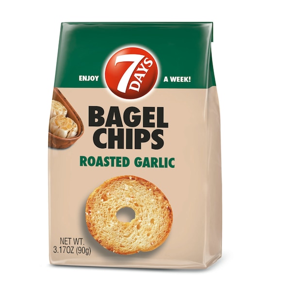 7 Días 7 Días Chips de Bagel con Ajo Asado 3.17 oz., Paquete de 12 - 600200112