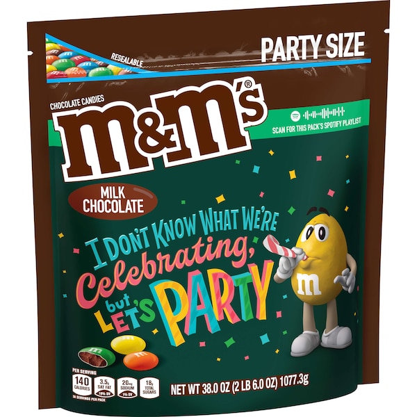 Bolsa de pie M&M's de chocolate con leche XL 38 oz., PK6 - 400801