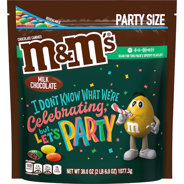 Bolsa de pie M&M's de chocolate con leche XL 38 oz., PK6 - 400801
