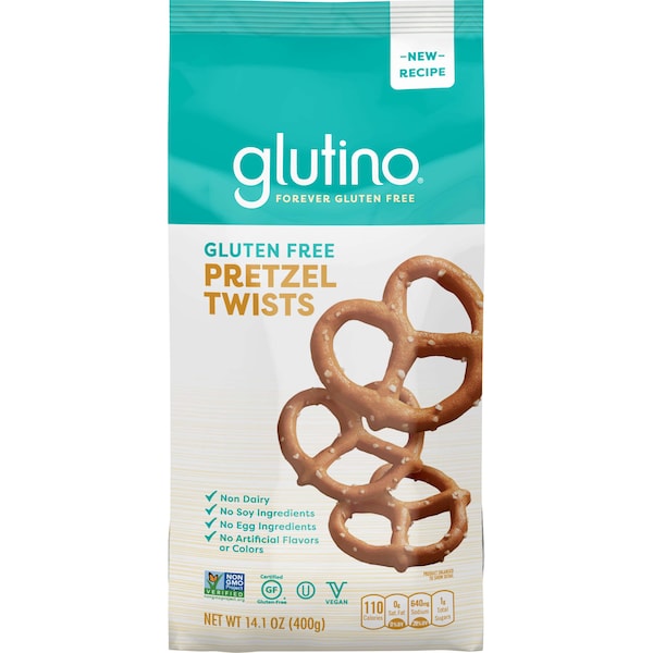 Glutino Pretzel Twist sin gluten en presentación familiar de 14.1 oz. Bolsa, paquete de 12 - 7852304006