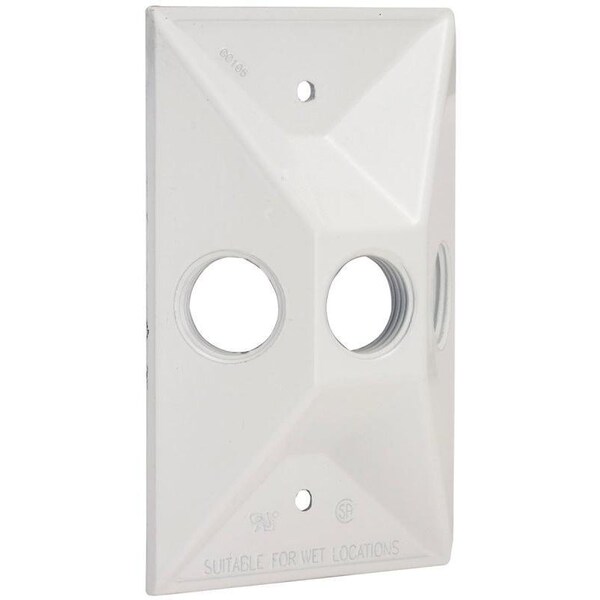 Hubbell Cluster Cover, 4-19/32 in L, 2-27/32 in W, Rectangular, Zinc, White, Powder-Coated - 5189-6