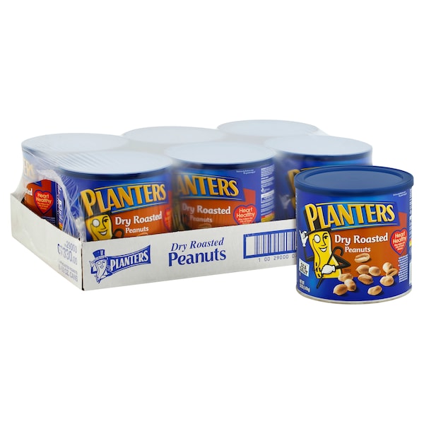 Maníes salados tostados al seco de Planters en lata de 52 oz., paquete de 6 - 10029000073309