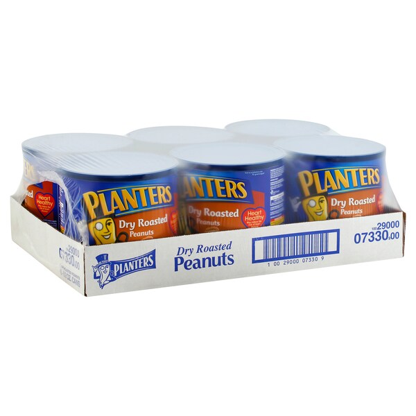 Maníes salados tostados al seco de Planters en lata de 52 oz., paquete de 6 - 10029000073309