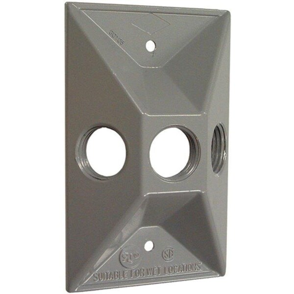 Hubbell Cluster Cover, 4-19/32 in L, 2-27/32 in W, Rectangular, Zinc, Gray, Powder-Coated - 5189-5