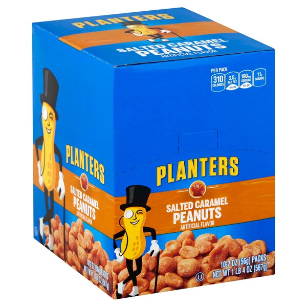 Planters Tubo de Cacahuate Cubierto con Caramelo Salado de 2 oz, Paquete de 30 - 10029000019994
