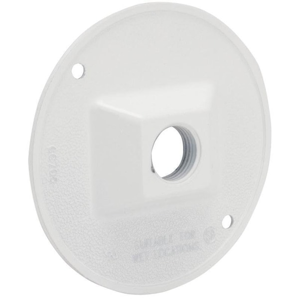 Hubbell Cluster Cover, 4-1/8 in Dia, 4-1/8 in W, Round, Metal, White, Powder-Coated - 5193-6
