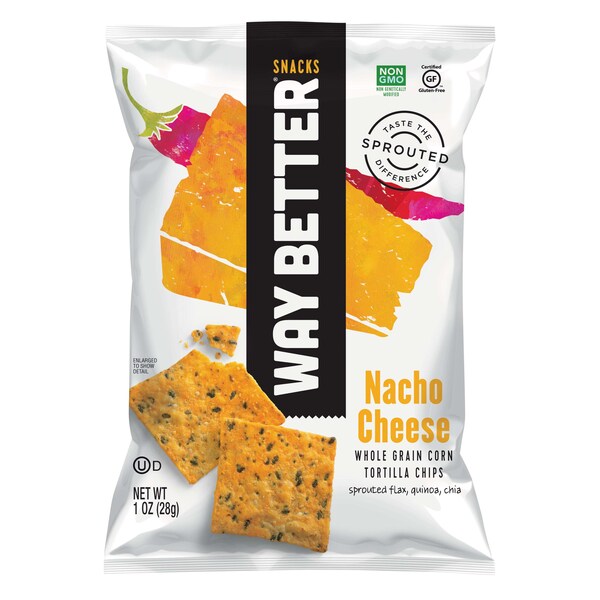 Botana Way Better Chips de Tortilla con Queso Nacho, 1 oz. Bolsa, Paquete de 12 - 10855564003984