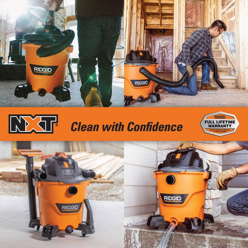 RIDGID 12 Gallon 5.0 Peak HP NXT Shop Vac Wet Dry Vacuum with General Debris Filter, Locking Hose and Accessory Attachments - HD1200