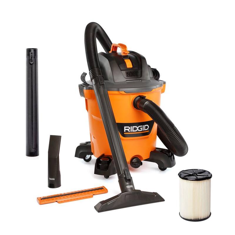 RIDGID 12 Gallon 5.0 Peak HP NXT Shop Vac Wet Dry Vacuum with General Debris Filter, Locking Hose and Accessory Attachments - HD1200