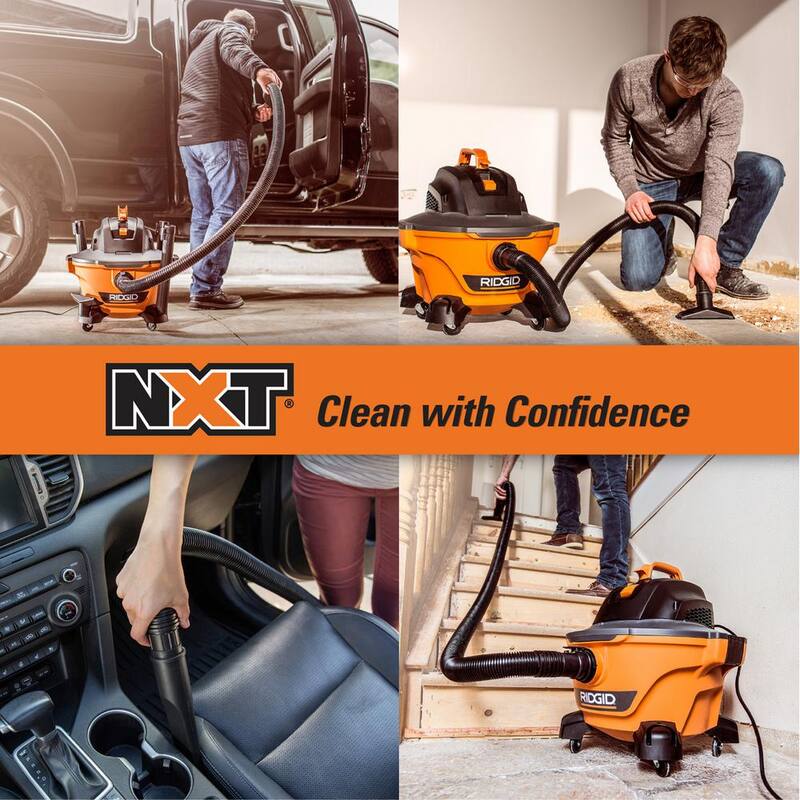 RIDGID 6 Gallon 3.5 Peak HP NXT Shop Vac Wet Dry Vacuum with Filter, Hose, Wands, Utility Nozzle and Car Cleaning Kit - HD0600C