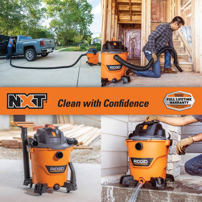 RIDGID 12 Gallon 5.0 Peak HP NXT Shop Vac Wet Dry Vacuum with General Debris Filter, Hose, Accessories and 20 ft. Locking Hose - HD1200B