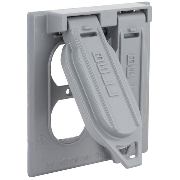 Hubbell Cover, 4-17/32 in L, 4-17/32 in W, Metal, Gray, Powder-Coated - 5148-5