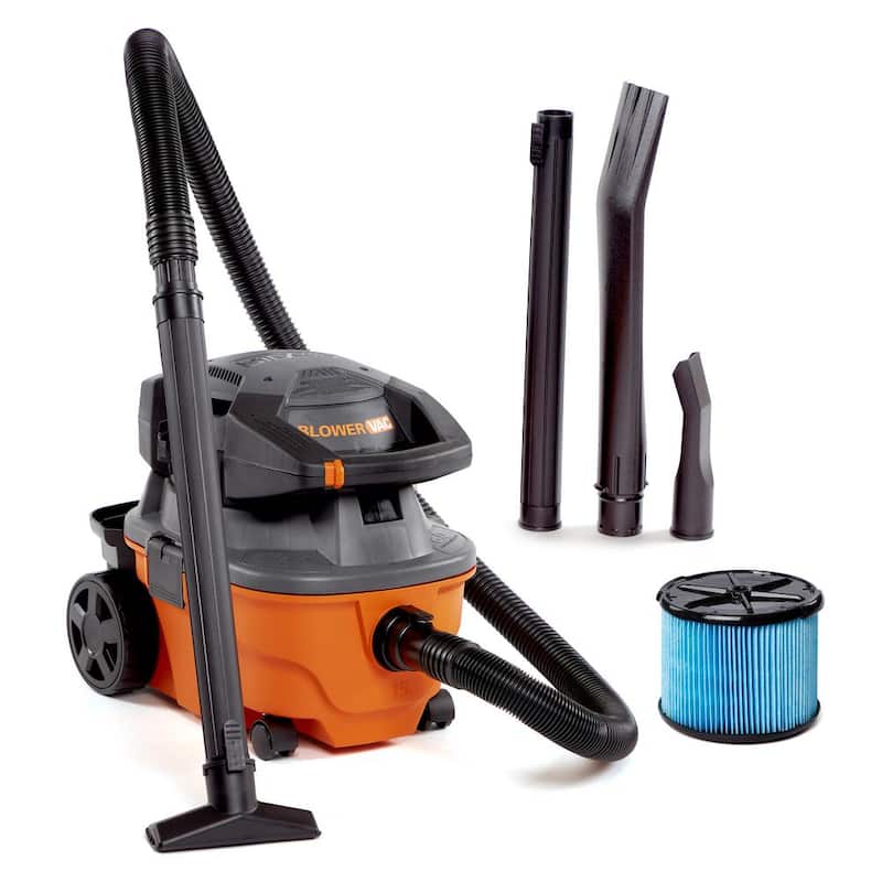 RIDGID 4 Gallon 6.0 Peak HP Shop Vac Wet Dry Vacuum with Detachable Blower, Fine Dust Filter, Locking Hose and Accessories - WD4080