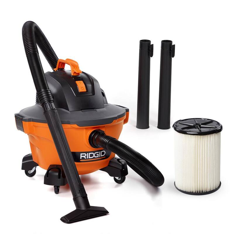 RIDGID 6 Gallon 3.5 Peak HP NXT Shop Vac Wet Dry Vacuum with General Debris Filter, Locking Hose and Accessory Attachments - HD06001
