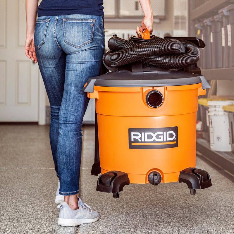 RIDGID 16 Gallon 5.0 Peak HP NXT Shop Vac Wet Dry Vacuum with General Debris Filter, Locking Hose and Accessory Attachments - HD1640