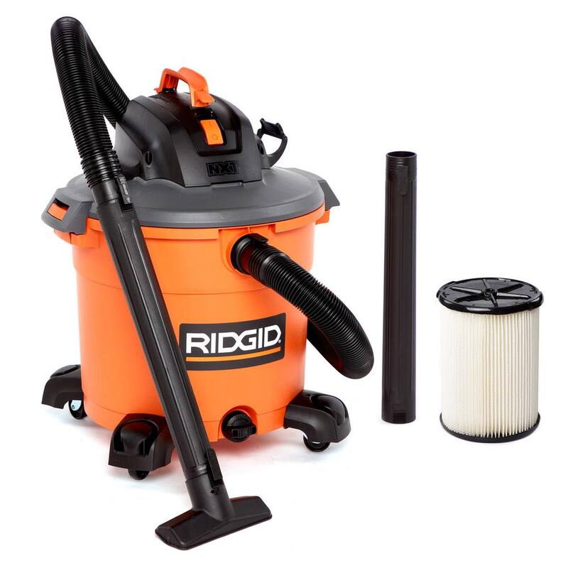 RIDGID 16 Gallon 5.0 Peak HP NXT Shop Vac Wet Dry Vacuum with General Debris Filter, Locking Hose and Accessory Attachments - HD1640