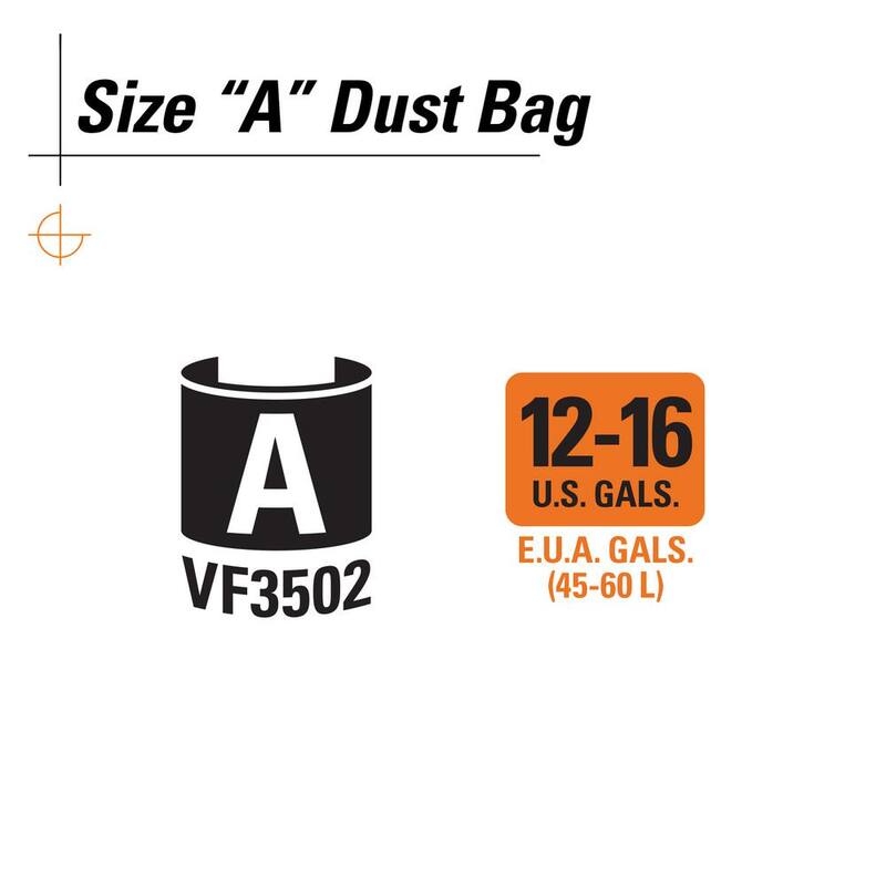 RIDGID High-Efficiency Wet Dry Vacuum Dry Pick-up Only Dust Bags for Select 12-16 Gallon RIDGID Shop Vacs, Size A (2-Pack) - VF3502