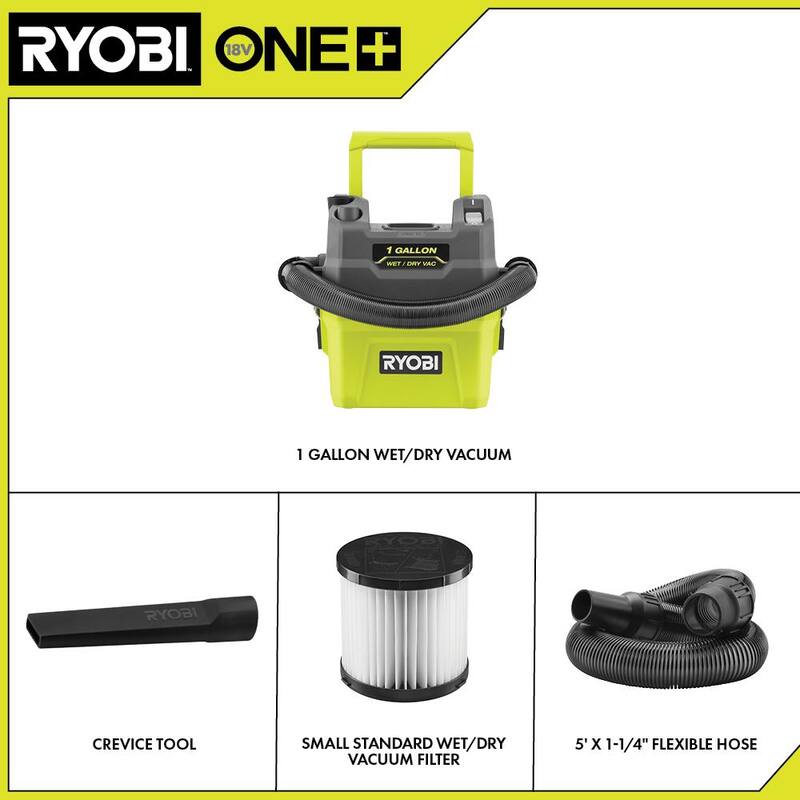 RYOBI ONE+ 18V Cordless 1 Gal. Wet/Dry Vacuum (Tool Only) - PCL733B